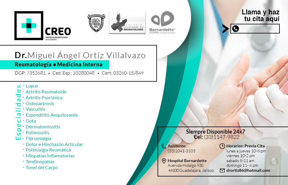 Dr. Miguel Angel Ortiz Villalvazo Reumatologo Internista Guadalajara Jalisco Mexico